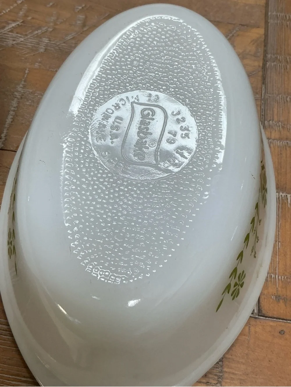 Vintage Green Daisy Casserole Floral Pattern White Milk Glass Serving Bowls Set3